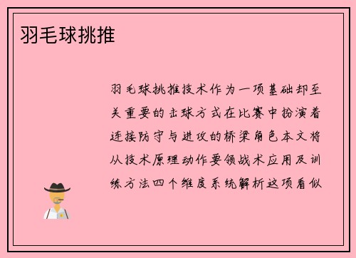 羽毛球挑推